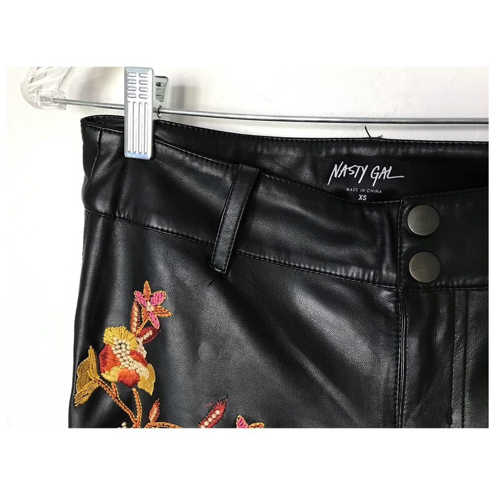 nasty gal embroidered faux leather pants - Picture 7 of 8
